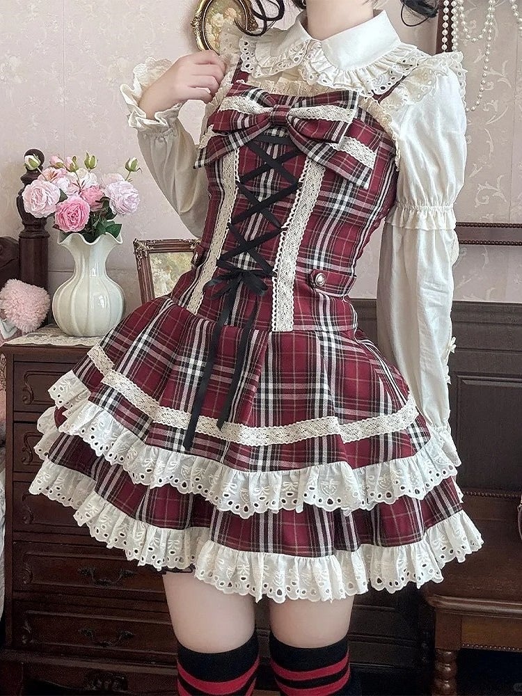 Long Blouse Ruffle Ruffled Beige Sleeves Lolita Detailing with