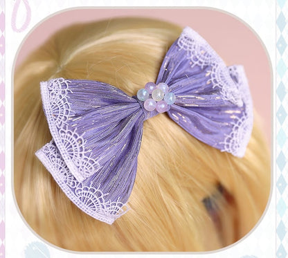 青とピンクの蝶結びトップスカートコスプレ衣装