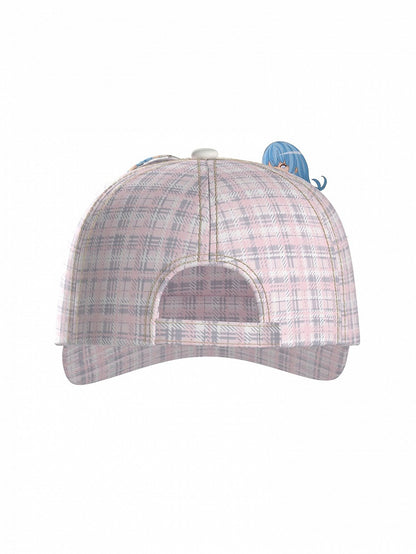 Adjustable Fashion Pink Plaid  Hat Gyaru Cap