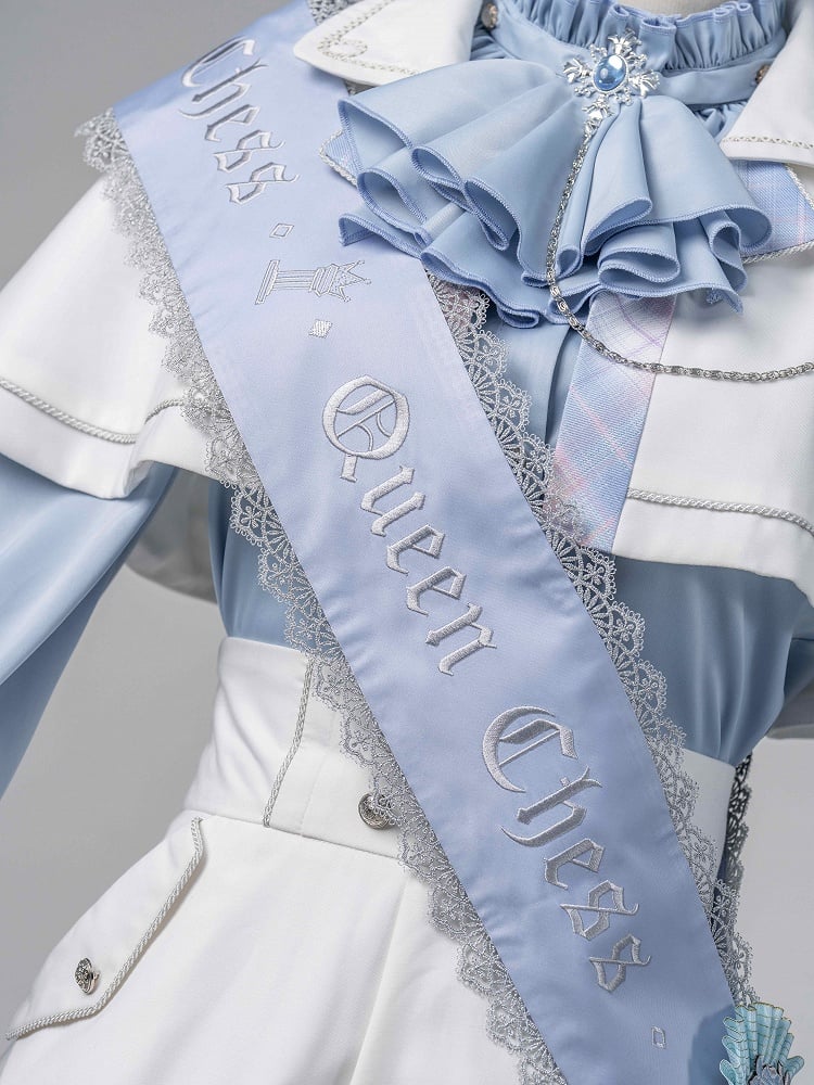 Gold Embroidered / Pink Blue Ribbon