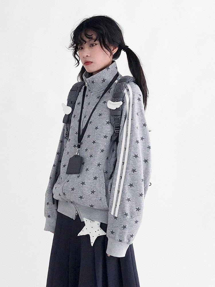 Grey - Jacket Print Star Y2K