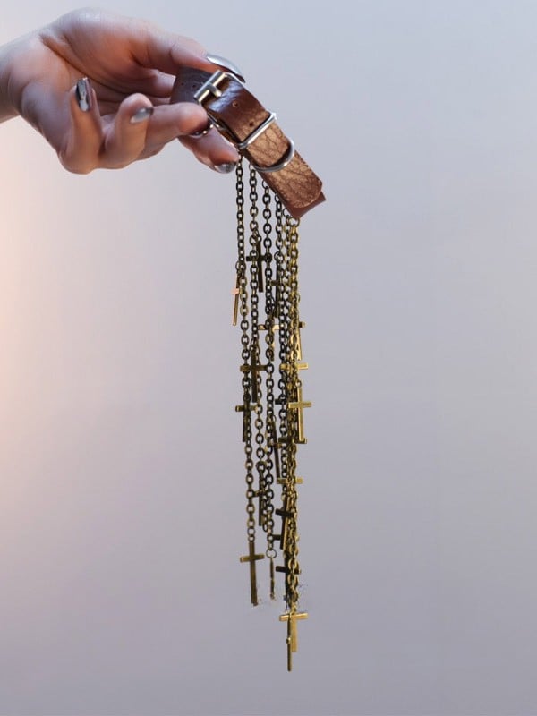 カフ タッセル サイバーパンク ブラック/シルバー/ブラウン デザイン チャーム アームクロス