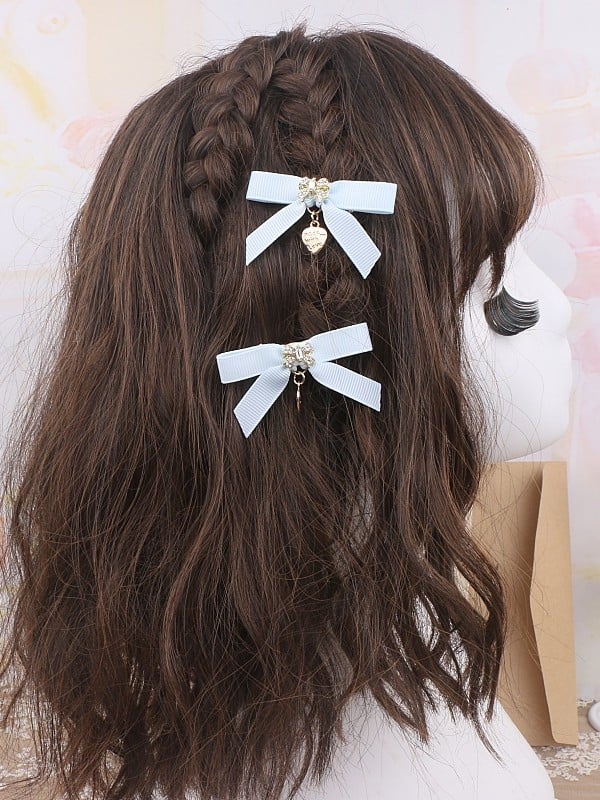9 Kei Charm Bowknot Options Color Heart Hairclip Jirai