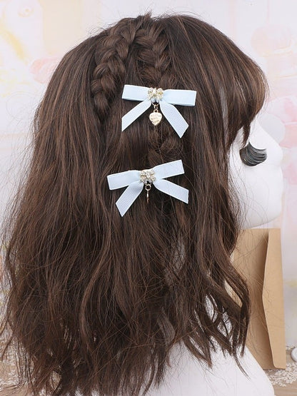 9 Kei Charm Bowknot Options Color Heart Hairclip Jirai