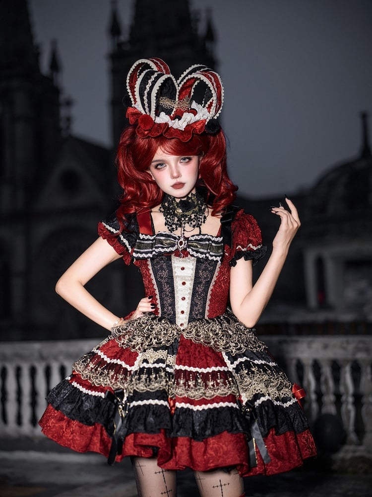 Circus Style Pompom Hat in Black & Red - Dream Magic Box