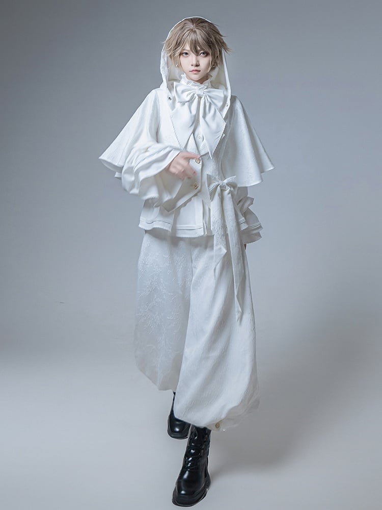 White Fabric Knickerbockers Jacquard Lolita Ouji