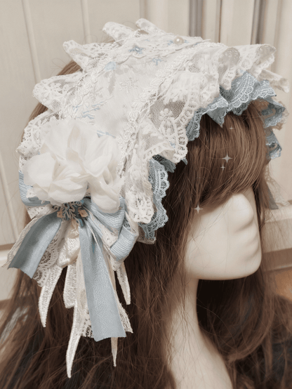 Lolita Snowflake Embroidery Lace Pink/Blue Hairband