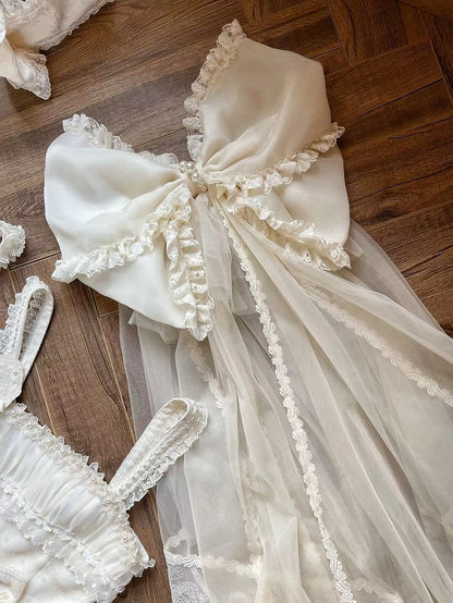 Bow Big Veil Head Creamy