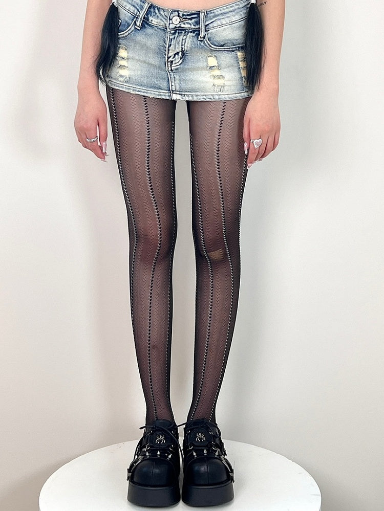 Pattern Striped BlackBlue/Red/White Tights