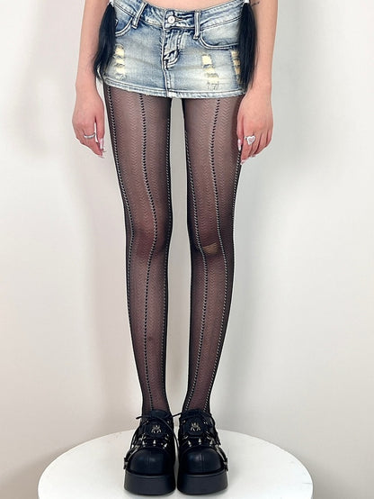 Pattern Striped BlackBlue/Red/White Tights