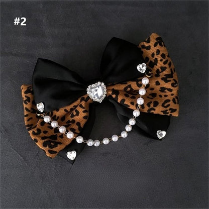 3 Bow Options Print Hairclip Leopard Big