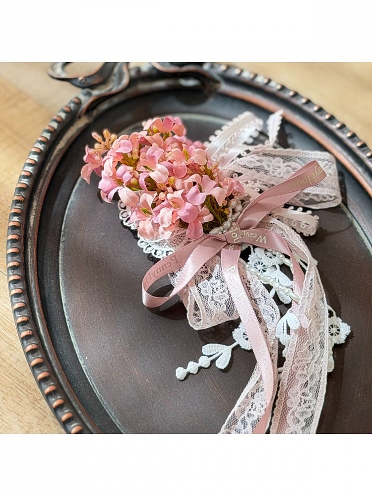 Yellow Pink Floral Embroidery Brooch Set - Penny House