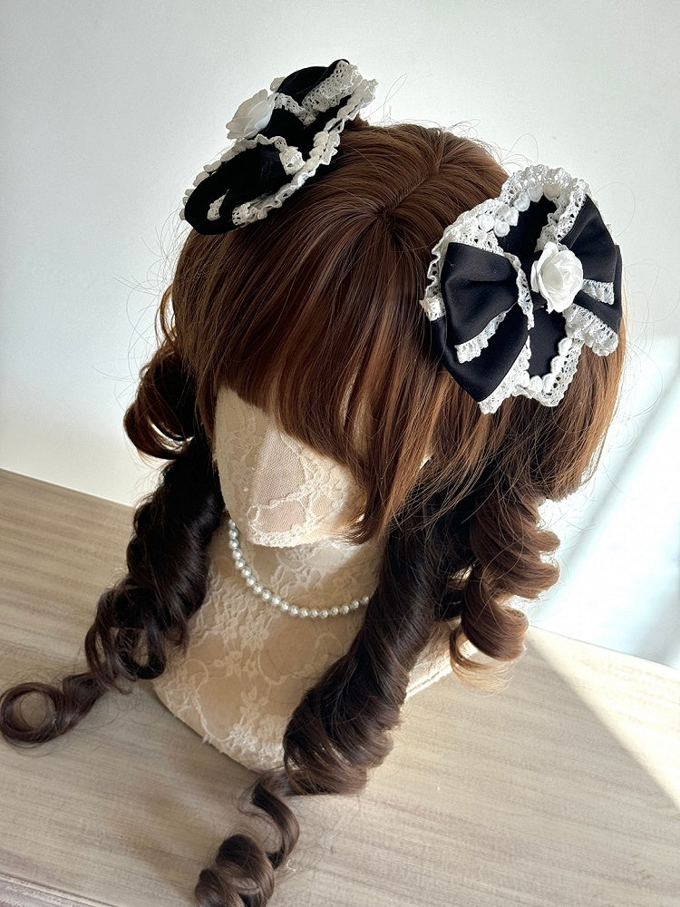 Lace Heart-Shaped Red White Detachable Hairclips Hairband with