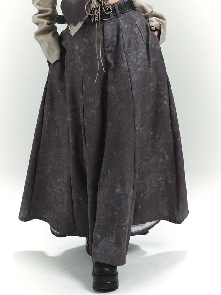 ウェイストランドパンク グレー タイダイ ダメージ加工 アンクル丈スカート