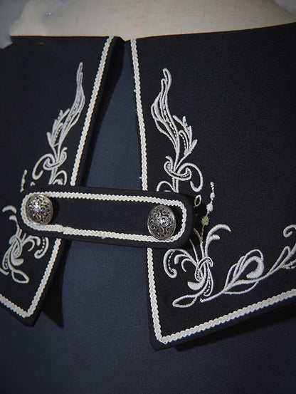 Vibes Weste Zarte schwarze Ouji-Stickerei Lolita Pirat