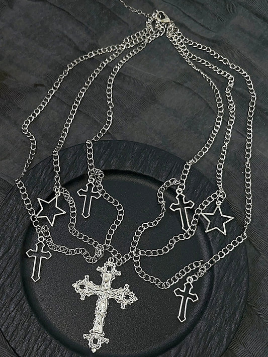 Chain Star Charms And Cross Waist Y2K