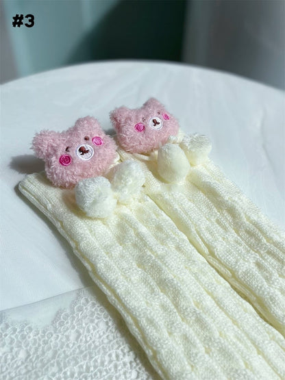 Weiße süße Lolita-Strick-Beinwärmer