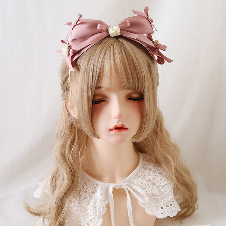 Pink Elegant Flower Bowknot KC White Buds With