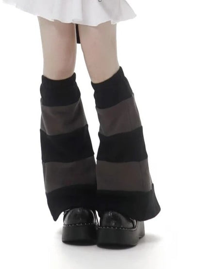 Warmers Leg Black Gray Striped