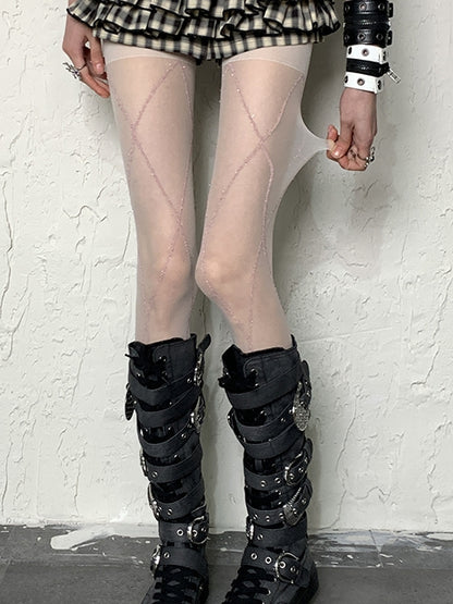 Y2Kタイツ ホワイト/ブラック