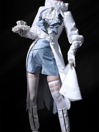 Waistcoat Prince Ouji Tie Tailcoat Siren Jabot Vest Embroidery Dark with Long Lolita White Ribs