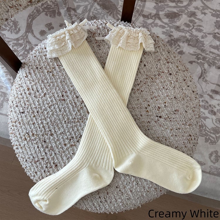 5 Trim Bowknot Three-Layer with Colors Socks Decorations Calf Lace