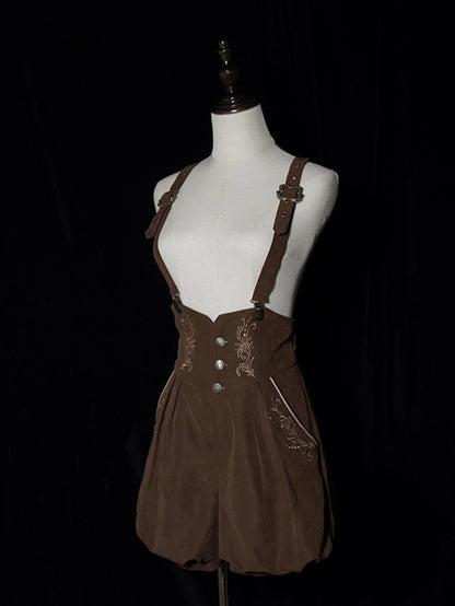 Waist Corset Belt with High Coffee Shorts Lolita Ouji Straps