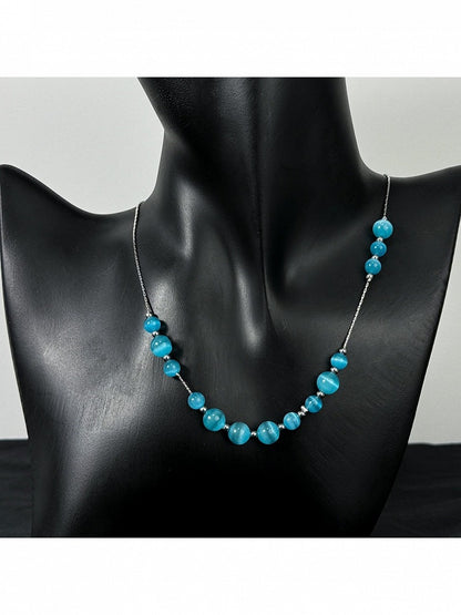 Blue Beaded Irregular Design Necklace - YSHXS