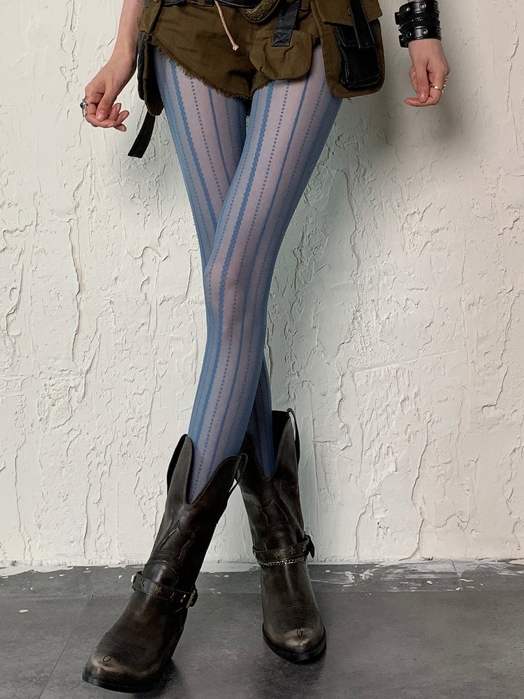 Strumpfhose Streifenmuster 6 Optionen Y2K Farbe