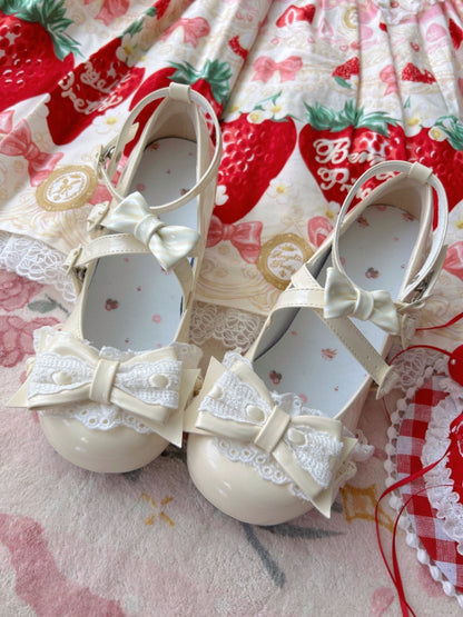 - Lace Mid-heel Design Sweet with Mary Yellow Janes Lolita Trim