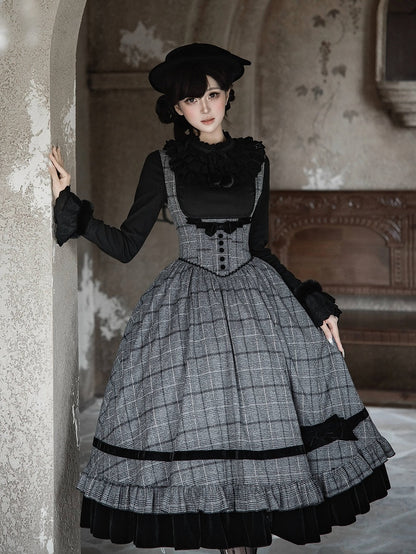 Top Autumn for Sleeves Ruffles Black and Neckline Long Layered Winter