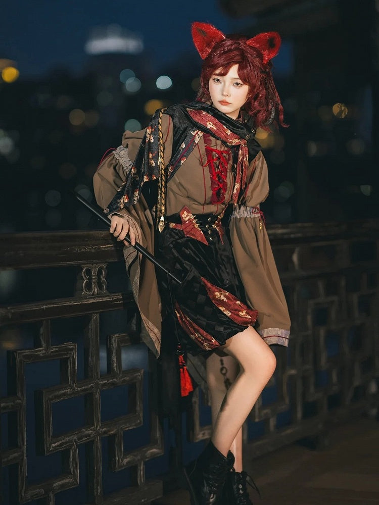 Black & Red High-Waist Checked Bloomer - Neoludwig