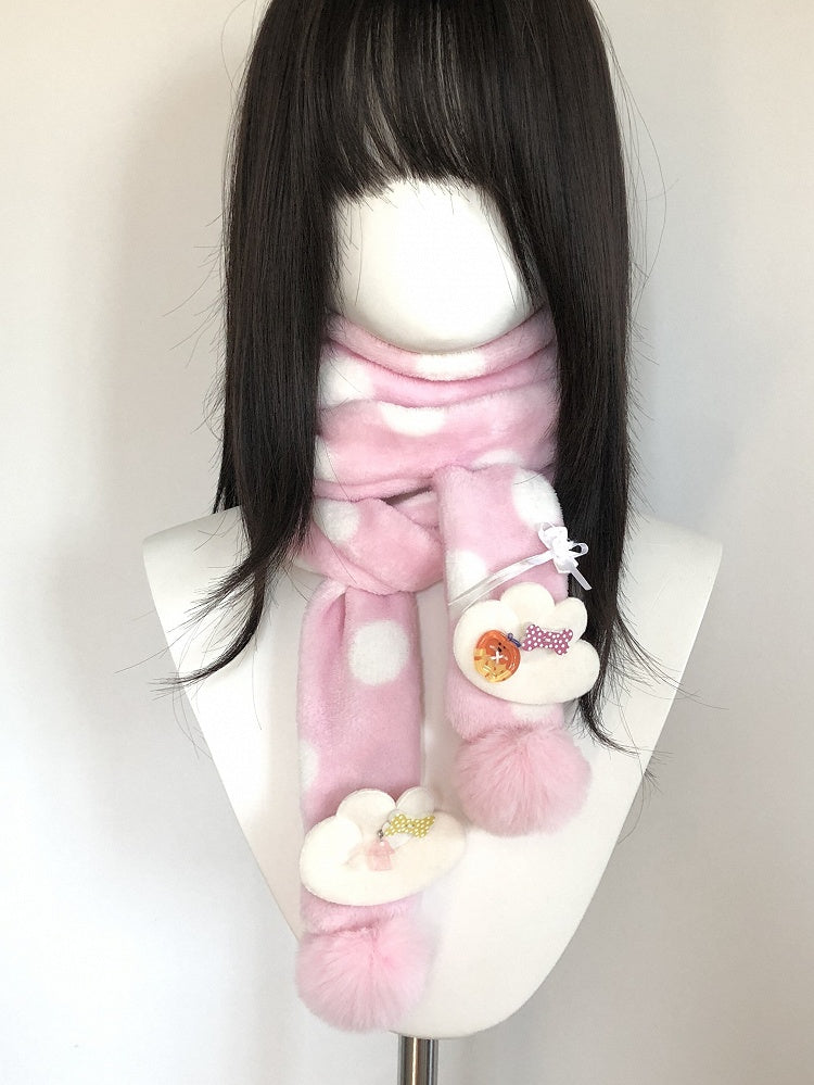 Pink Scarf with White Wings and Dots - freetrader