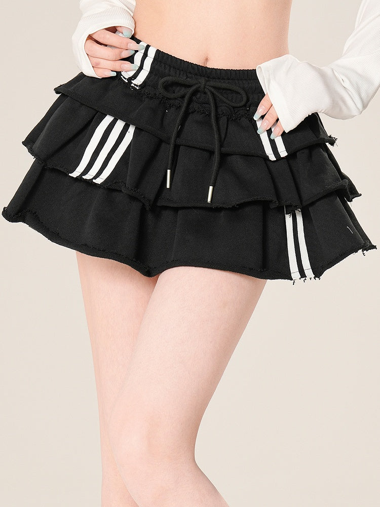 Skirt Tiered White/Black Glamorous Core Blokette