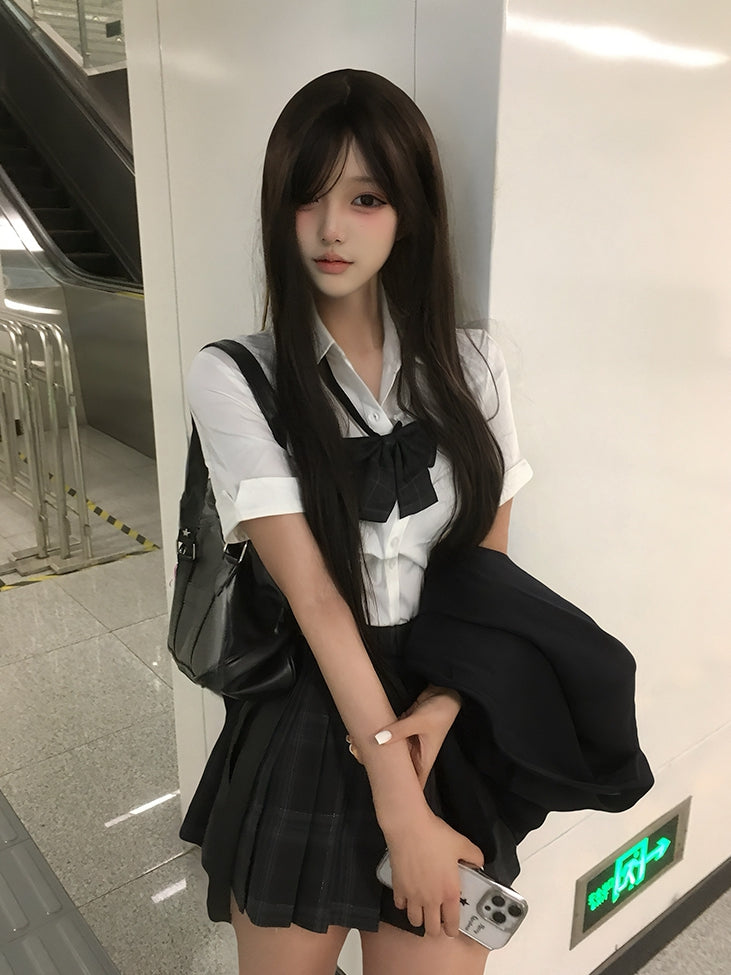 White Short Uniform Preppy Sleeves Style JK Shirt Version