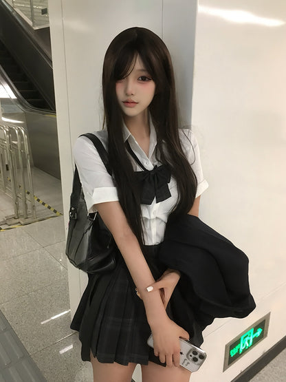 White Short Uniform Preppy Sleeves Style JK Shirt Version