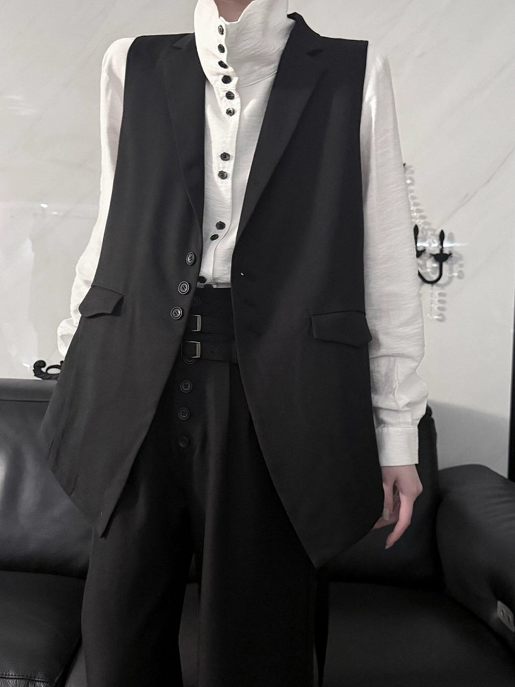 Black Slim-Fit Single-Breasted Waistcoat – Prince Style | Aont