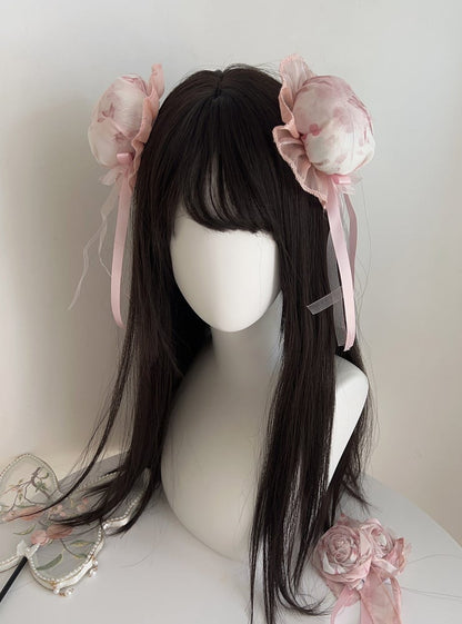 Chinoiserie Green/Pink Hairclips Lolita