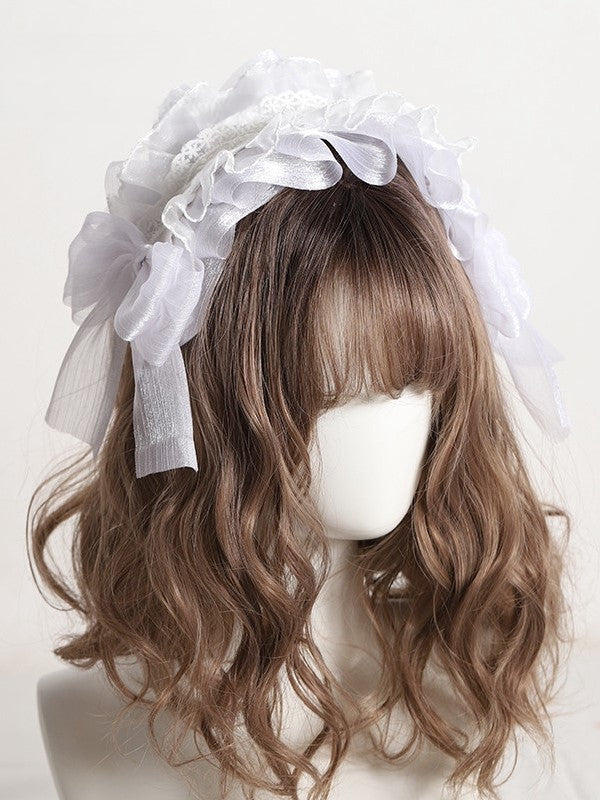 Lolita with Ruffled Yellow Accent KC Black/White/Light Tulle Bow