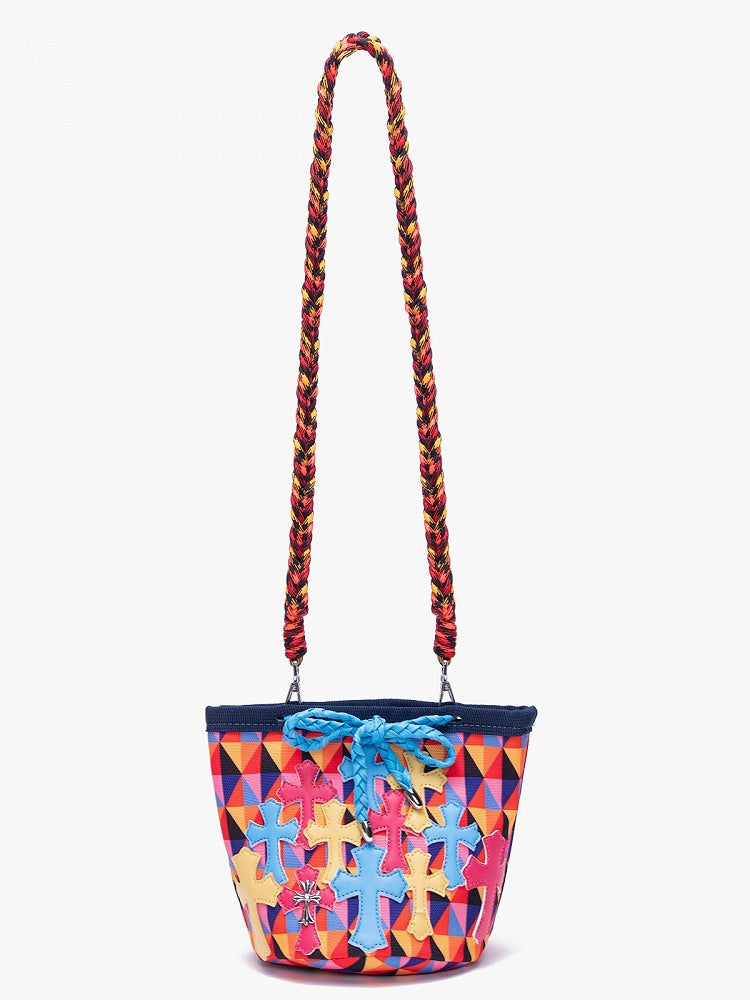Cross Diamond Pattern Colorful Strap Bag Accents Crossbody Braided Multicolor With