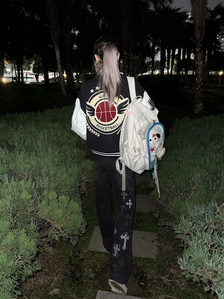 Straight-Leg Print Jeans Dark Cross Punk