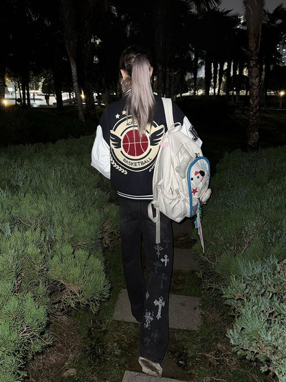 Straight-Leg Print Jeans Dark Cross Punk