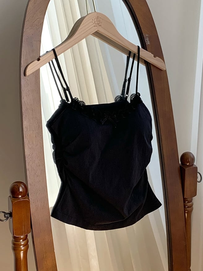 Cami Bügel Sommer Cups Top Bequem Schwarz mit