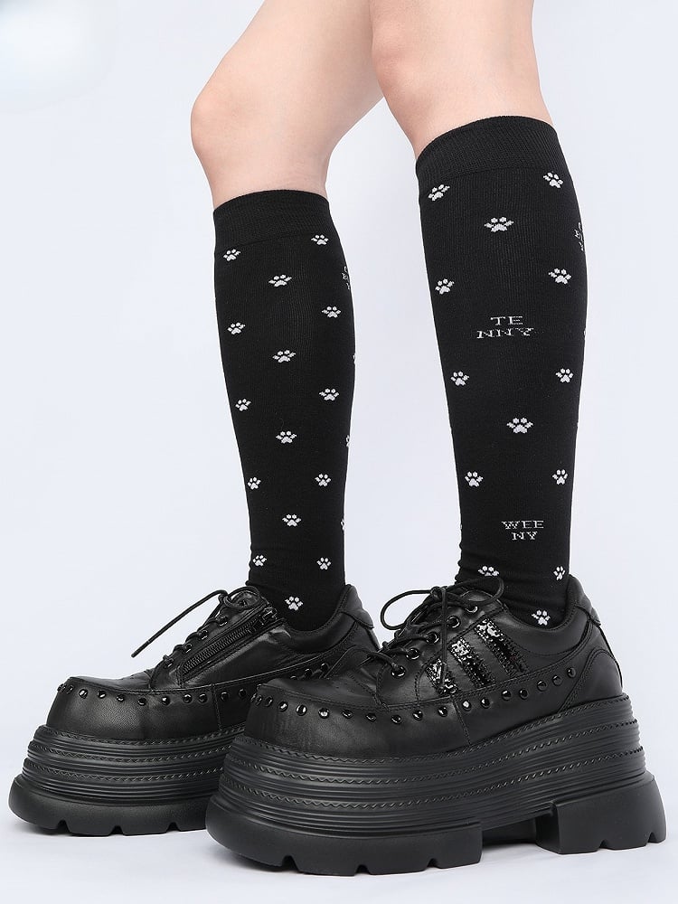 Shoes Platform Punk - Lace-Up in Style Front Black