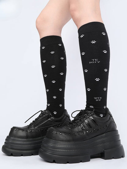 Shoes Platform Punk - Lace-Up in Style Front Black