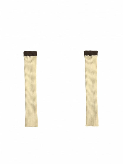 コントラストトリムニットレッグウォーマー