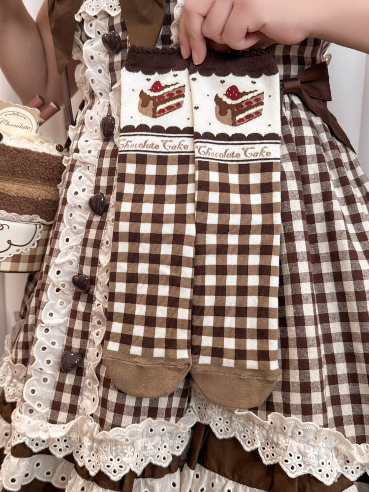 チョコレートテーマのブラウンスイートロリータカーフソックス