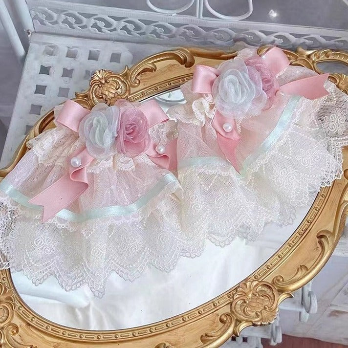 Cuffs Lace Lolita Wrist Flower Bow Decorated