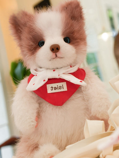 Border Plush Collie Bag - Dog Backpack/Crossbody Realistic Red