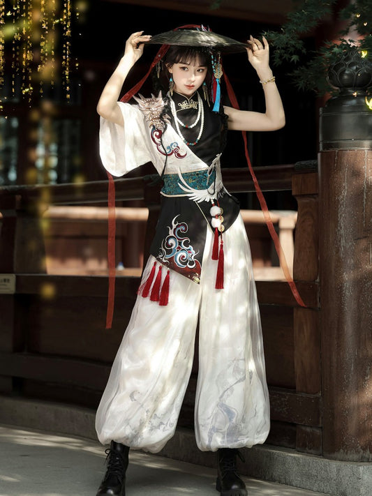 Asymmetrical Hanfu Lolita Set with Tassel Details - Han Ru Chu Hanfu & Han-Element Studi